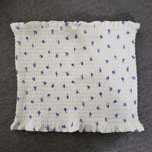 H&M Size M White with Blue Flowers Tube Top